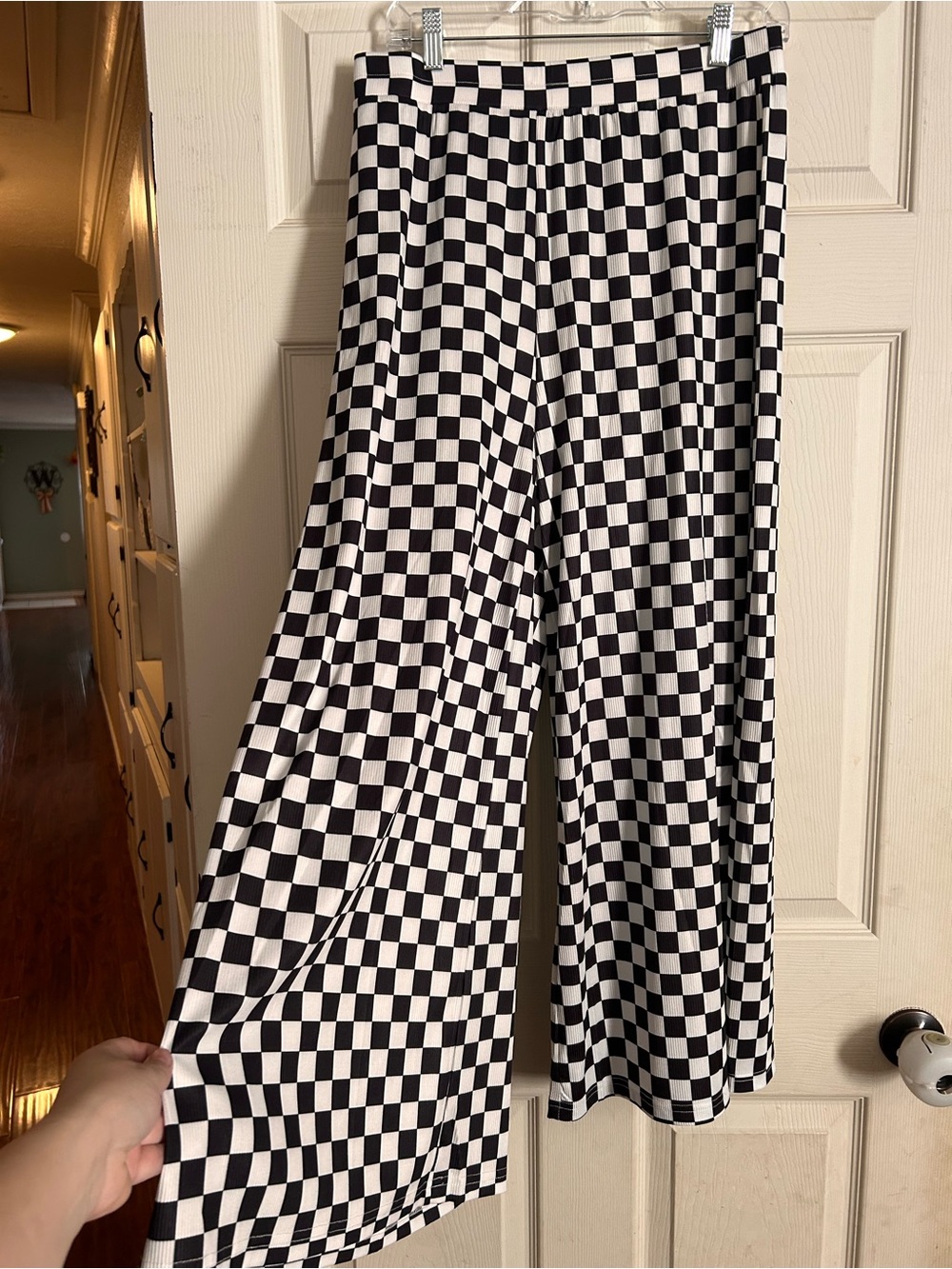 WKND Chasers Bad Reputation Black & White Checkered Wide-Leg Pants